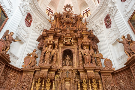 Wooden altar of the church of Saint Cajetan in Old Goaの写真素材