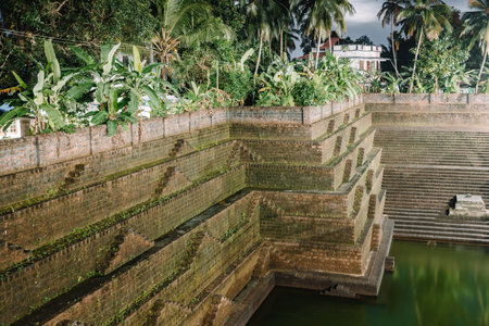 Ancient bathing ghat in Kunnrikka Sree Muchilot Bagavathi temple in Keralaの写真素材
