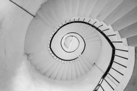 Spiral staircase in black and white.の写真素材