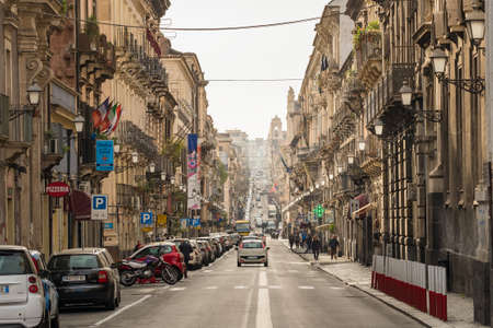 Via Maqueda street in old city centre of Palermo, Italyのeditorial素材