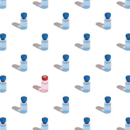 Seamless pattern of vaccine vials   with injection fluidの写真素材