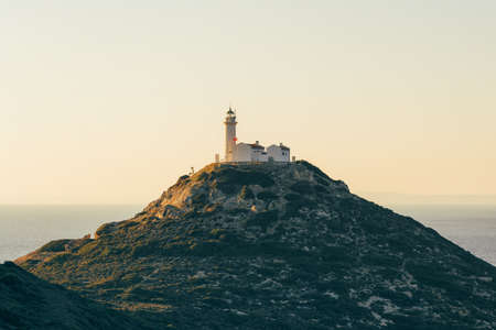 Knidos lighthouse on the cliff at Datca peninsula in Turkeyの写真素材