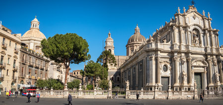 Saint Agata Cathedral on Piazza del Duomo in Catania, Sicilyのeditorial素材