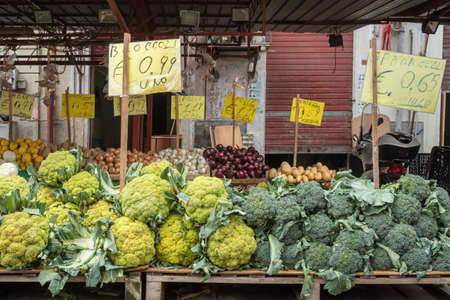Fresh vegetables at Ballaro market in Palermo, Sicilyの写真素材