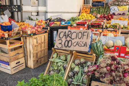 Fresh vegetables at farmers market in Sicily, Italyのeditorial素材