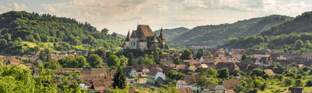 Panorama of Biertan fortified saxon church, in Biertan village, Transylvania, Romania, Europeの写真素材