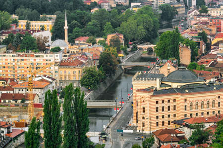 View of the historic centre of Sarajevo , BiHの写真素材
