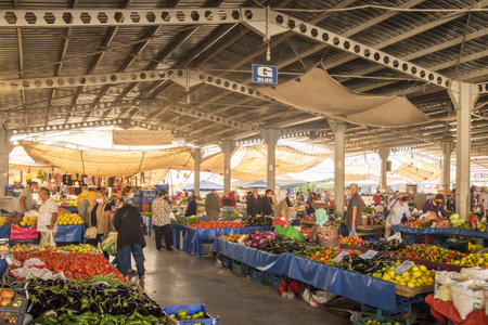 Traditional Turkish local market during Coronavirus pandemic in Turkeyのeditorial素材