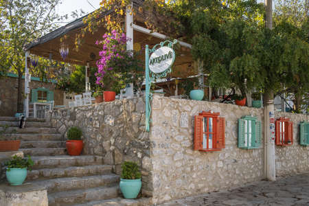 Cozy outdoor restaurant in Old Datca, Mugla province, Turkeyのeditorial素材