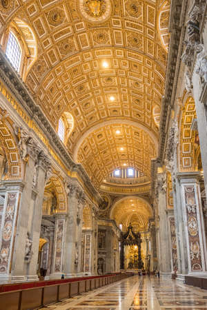 Saint Peters Basilica interior in Vatican, Rome, Italy.のeditorial素材