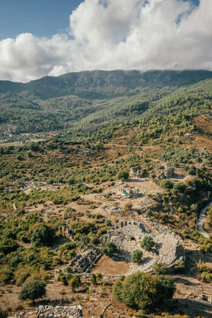 Kaunos Ancient city ruins in Dalyan town, Mugla, Turkeyの写真素材
