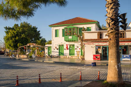 Beautiful street in the Kas old town at sunset, Turkeyのeditorial素材