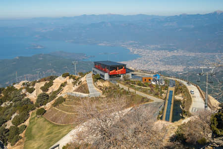 Babadag mountain cable car station to Oludeniz and Fethiye cities in Turkey.の写真素材