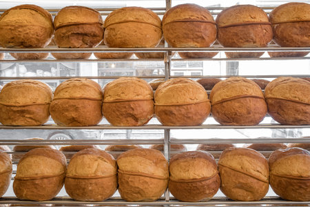 Vakfikebir or Trabzon sourdough bread in bakery shop in Trabzon, Turkey.
