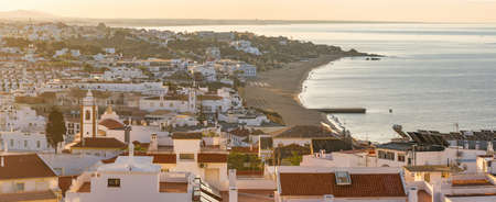 Sunrise panorama of the Albufeira resort town in Algarve province, Southern Portugalの写真素材