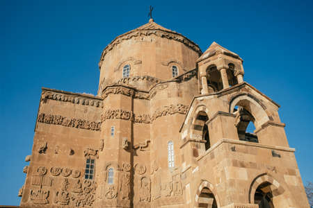 The Cathedral of the Holy Cross on Akdamar Island at Van lake in Eastern Anatolia, Turkeyの写真素材