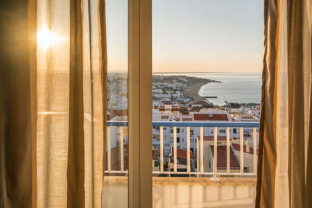Sunrise view of the Albufeira resort town in Algarve province, Portugal.