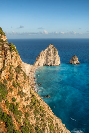 Keri cliffs on Zakynthos island, Ionian sea, Greece. Aerial viewの写真素材