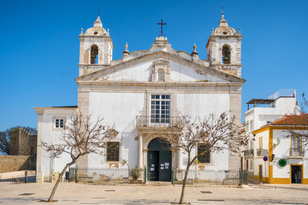 Santa Maria church historical city center of Lagos town, Algarve, Portugalの写真素材