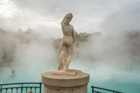 Sculpture of a woman in Szechenyi Baths in Budapest, Hungaryの写真素材