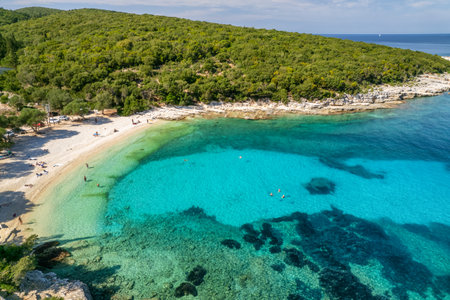 Emplisi bay near Fiskardo town, Kefalonia island, Ionian sea, Greeceの写真素材