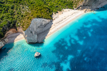 Remote Fteri beach on the Kefalonia island, Ionian sea, Greeceの写真素材