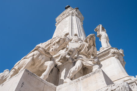 The Marquess of Pombal monument in Lisbon, Portugal.の写真素材