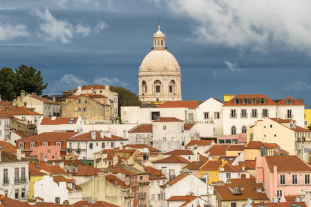 National Pantheon and Lisbon cityscape, Portugalの写真素材