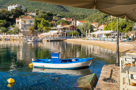 Picturesque Kioni fishing village on Ithaca island, Greeceの写真素材
