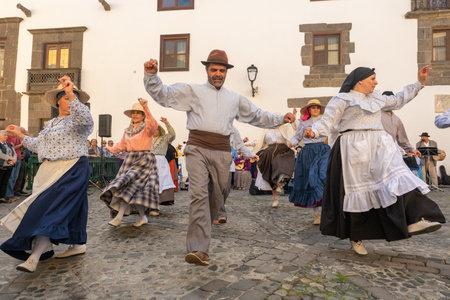 Traditional Canary folk dance in Las Palmas city, Gran Canaria, Spainのeditorial素材