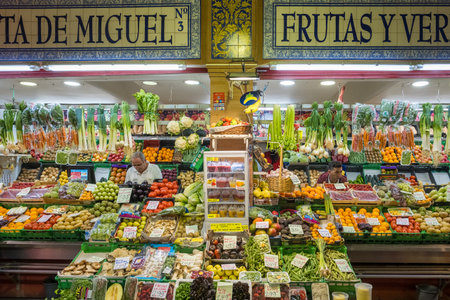 Traditional indoor Triana Market in Seville, Spain.のeditorial素材