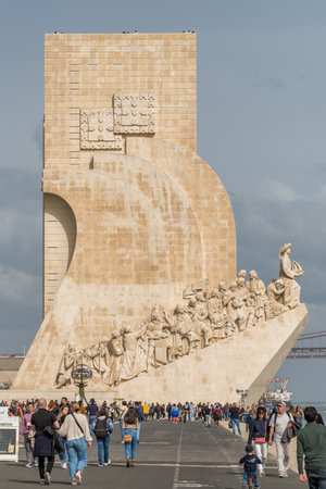 Monument to the Discoveries in Lisbon, Portugal.のeditorial素材