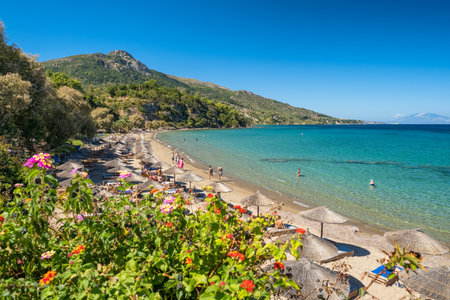 Porto Zorro Azzurro beach on Zakynthos island, in Greeceのeditorial素材