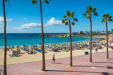 Playa de Amadores beach on Gran Canaria, Canary Islands, Spain.のeditorial素材