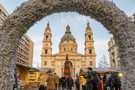Traditional Christmas market in Budapest, Hungaryのeditorial素材