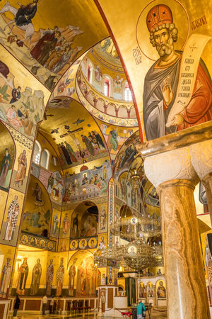 Interior of Cathedral of the Resurrection of Christ in Podgorica, Montenegroのeditorial素材