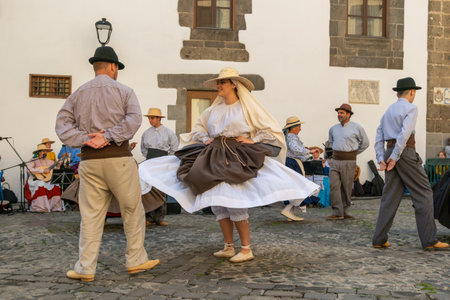 Traditional Canary folk dance in Las Palmas city, Gran Canaria, Spainのeditorial素材