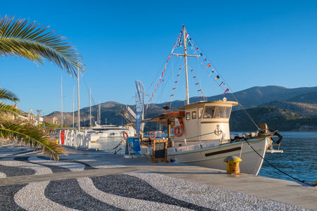 Waterfront of Argostoli Town on Kefalonia island, Ionian sea, Greeceのeditorial素材