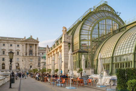 Outdoor cafe near the Butterfly House in Vienna, Austriaのeditorial素材