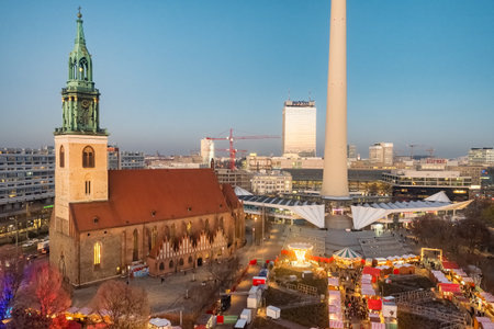 Traditional Christmas market on Alexanderplatz in Berlinのeditorial素材