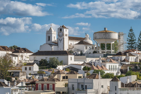 Tavira town cityscape, Algarve region, Portugal.の写真素材