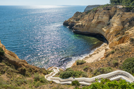 Paradise beach near the Carvoeiro town, Algarve region, Portugalの写真素材