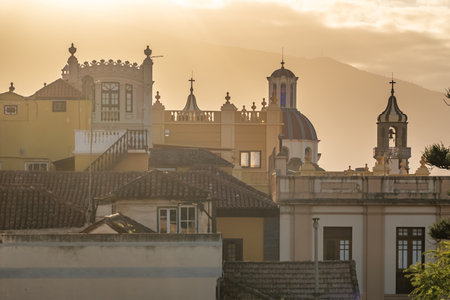 Skyline of the La Orotava city, Tenerife, Canary islands, Spain.の写真素材