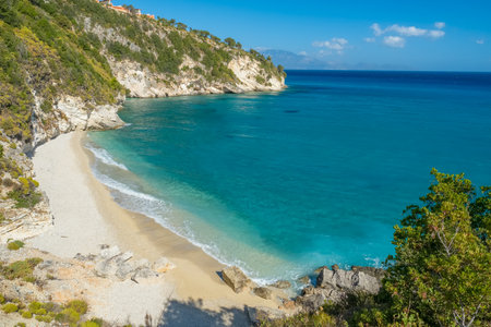 Beautiful Pelagaki sand beach on Zakynthos island, Ionian sea, Greeceの写真素材