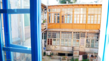 Vintage Tibilisi georgian backyard in summerの写真素材