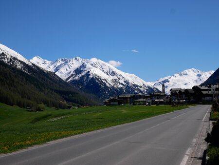 Livigno lovely mountain village in italian dolomitesの写真素材