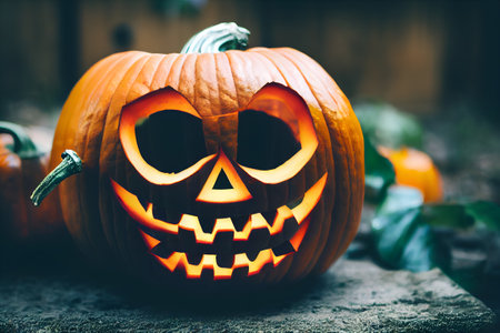 jack-o-lantern pumpkin. High quality photo original variation with art pumpkinの写真素材