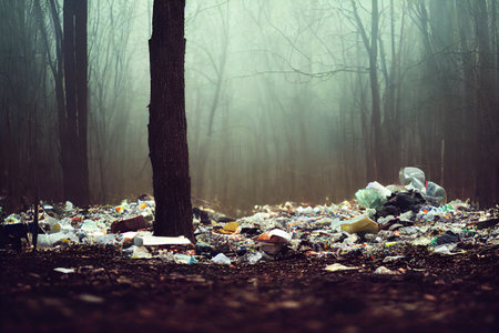polluted plastic forest. High quality photoの写真素材
