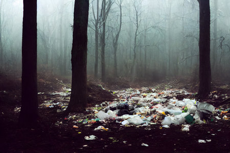 polluted plastic forest. High quality photoの写真素材