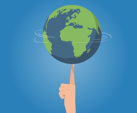 Planet rotation on fingerのイラスト素材